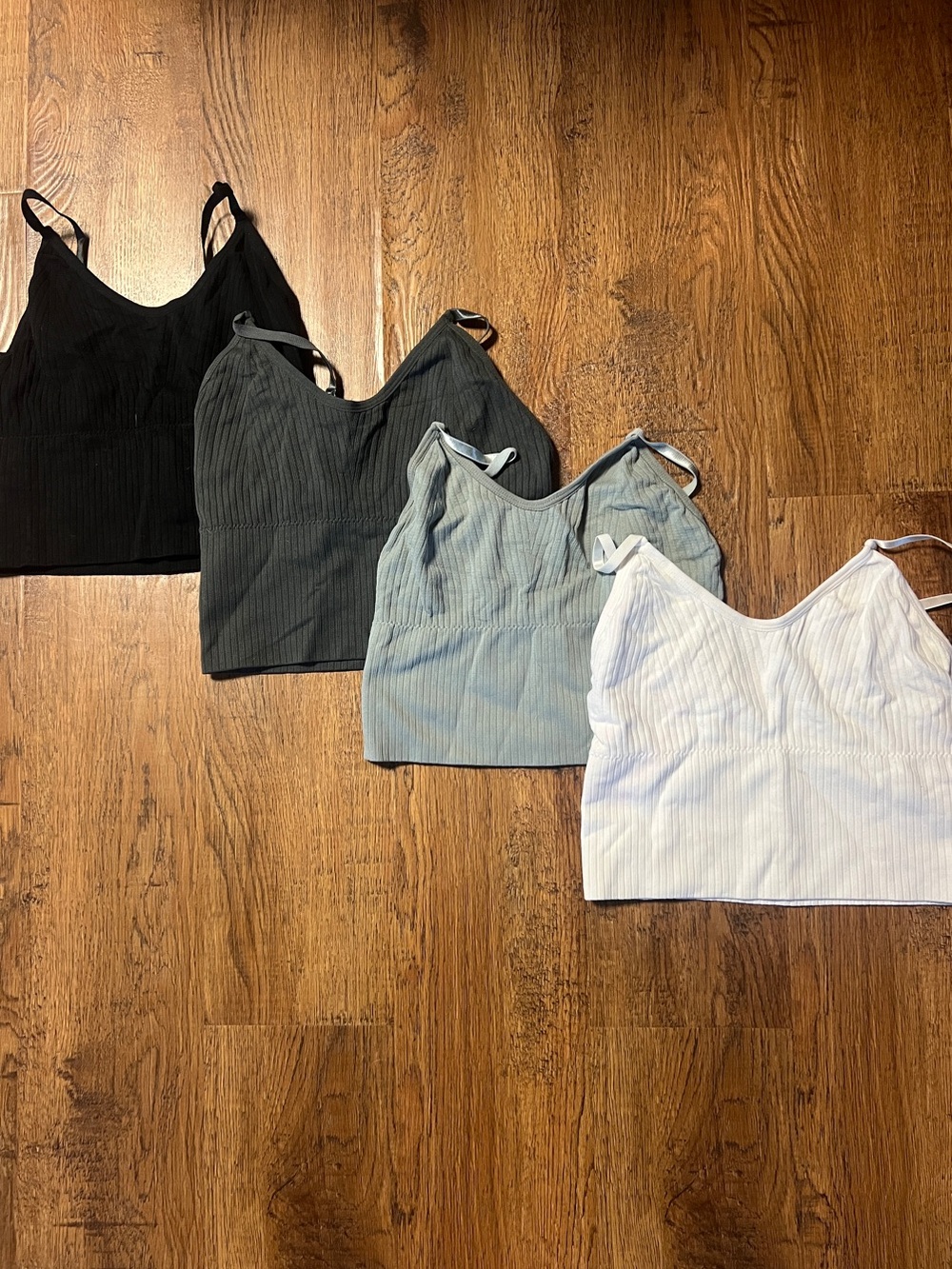 SHEIN Ribbed V-Neck Camisole Tank - Black, Charcoal, Light Blue, White